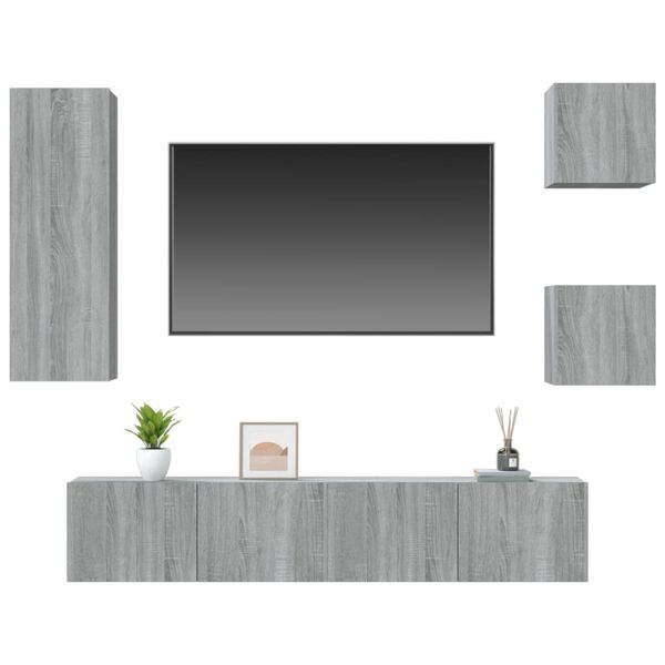vidaXL 5 Piece TV Cabinet Set Grey Sonoma Engineered Wood