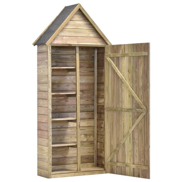 vidaXL Garden Tool Shed with Door 69.5x32x178 cm Impregnated Pinewood