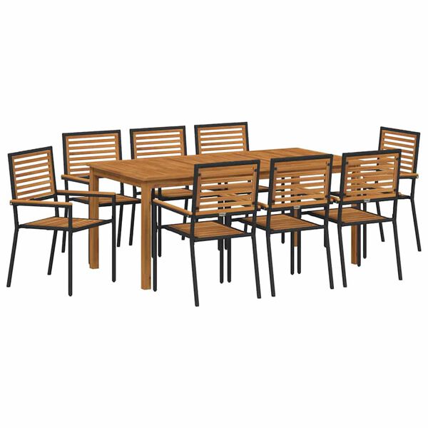 vidaXL Garden Dining Set 9 pcs Black Poly rattan