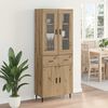 vidaXL Highboard 2 pcs Artisan Oak Engineered Wood and Glass