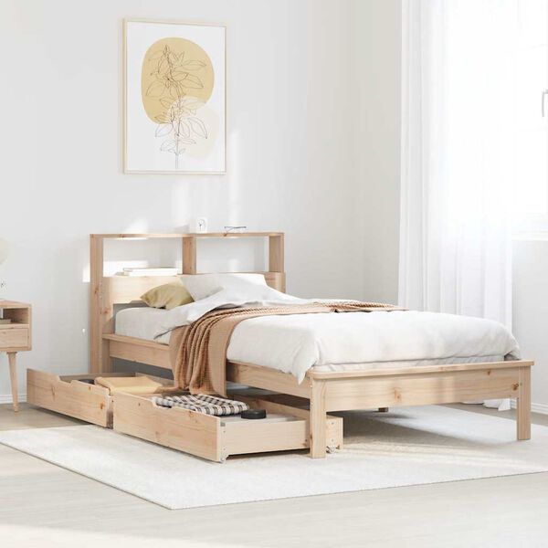 vidaXL Bookcase Bed without Mattress 90x200 cm Solid Wood Pine