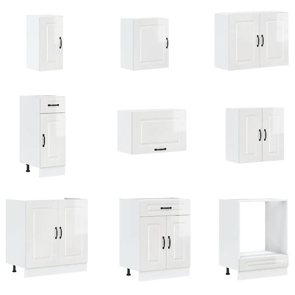 vidaXL 14 Piece Kitchen Cabinet Set Kalmar Gloss White Engineered Wood