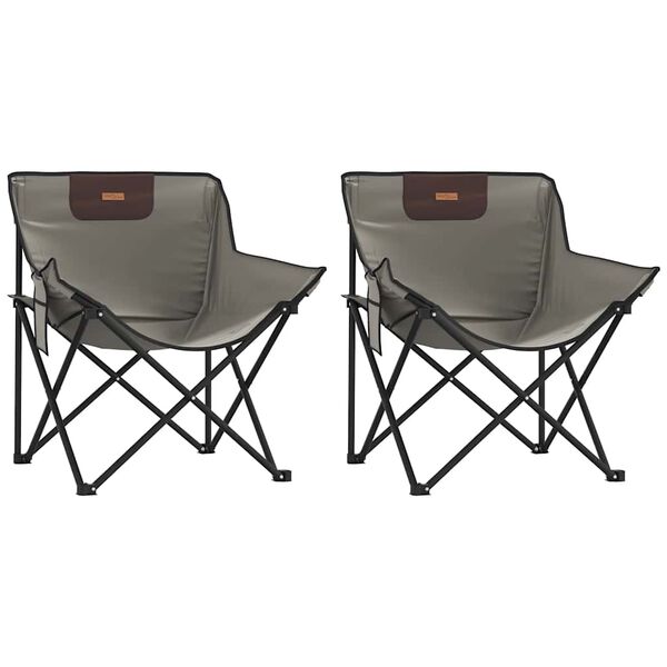 vidaXL Camping Chairs with Pocket Foldable 2 pcs Grey