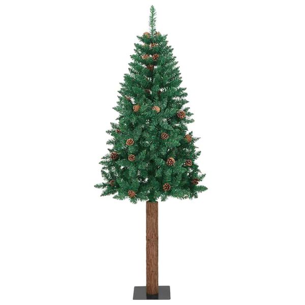 vidaXL Slim Christmas Tree Green 180 cm PVC and Solid Pine wood