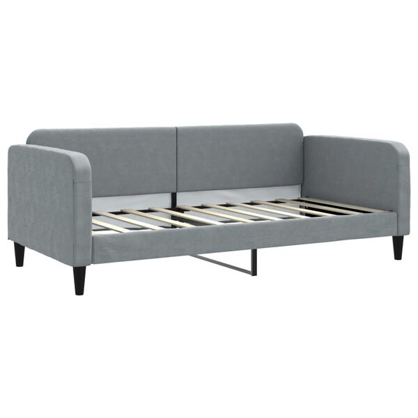 vidaXL Daybed with Trundle and Drawers Light Grey 90x190 cm Fabric