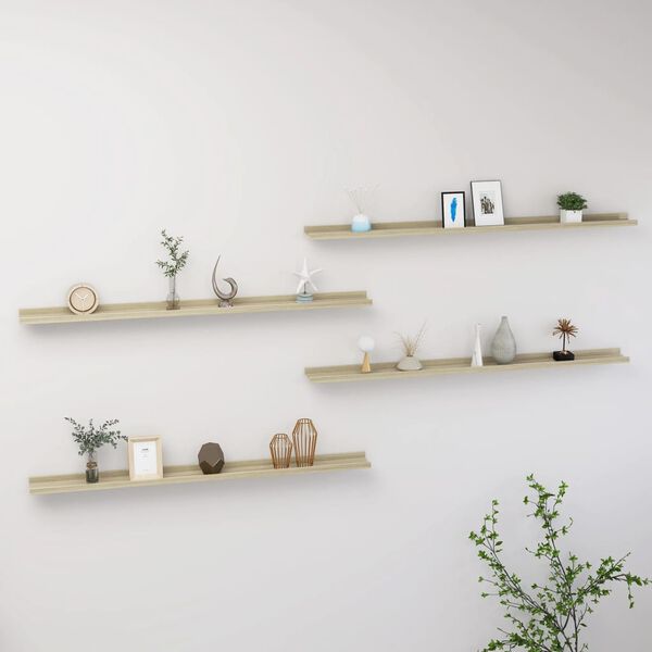 vidaXL Wall Shelves 4 pcs Sonoma Oak 115x9x3 cm