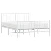 vidaXL Metal Bed Frame without Mattress with Footboard White 160x200cm