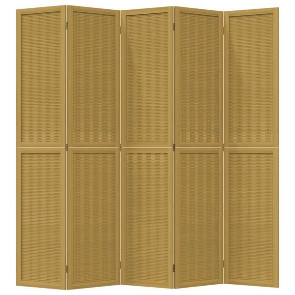 vidaXL Room Divider 5 Panels Brown Solid Wood Paulownia