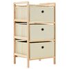 vidaXL Storage Racks with 3 Fabric Baskets 2 pcs Beige Cedar Wood