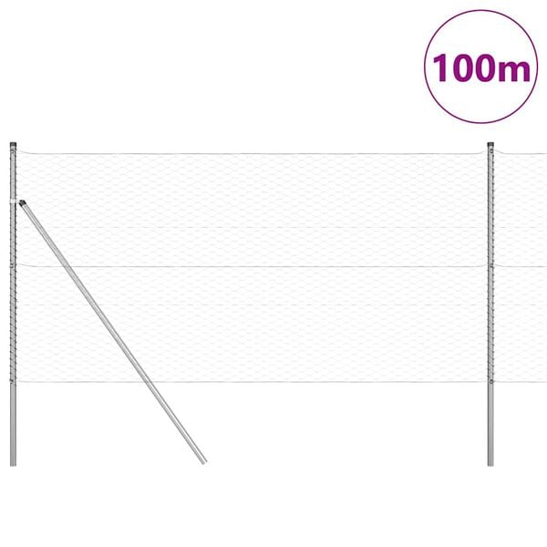 vidaXL Fence Post Silver 100 x 1.2 m (36 mm mesh) Steel