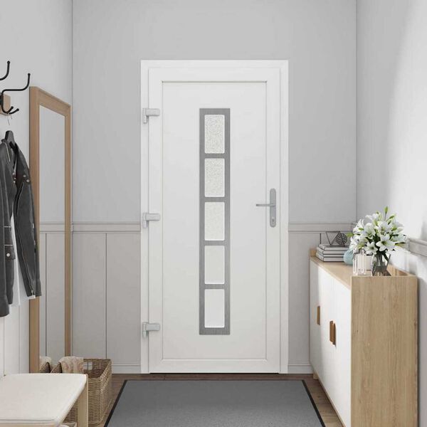 vidaXL Front Door White PVC