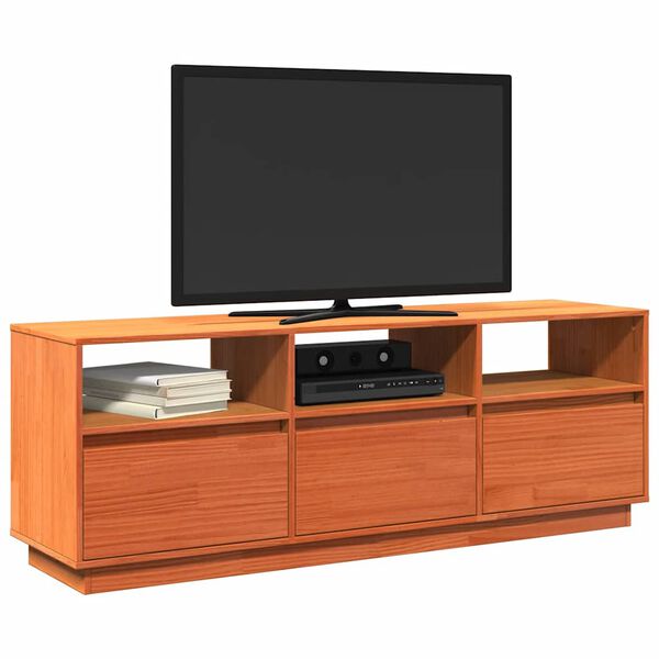 vidaXL TV Cabinet Wax Brown 140x37x50 cm Solid Wood Pine