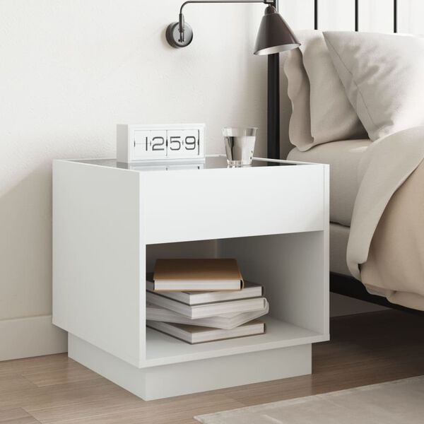 vidaXL Bedside Table with Infinity LED White 50x50x50 cm