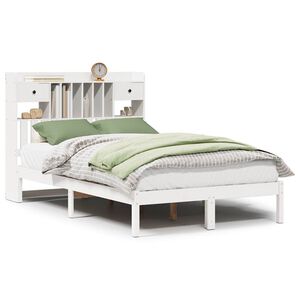 vidaXL Bookcase Bed without Mattress White 135x190 cm Double Solid Wood Pine