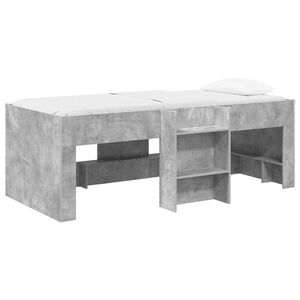 vidaXL Kids'High Bed Frame Concrete Grey 75 x 190 cm Engineered Wood