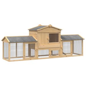 vidaXL Chicken Coop 3 pcs Brown 225 x 60 x 89 cm Solid Pine Wood