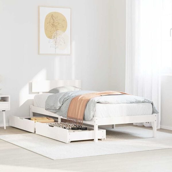 vidaXL Bed Frame without Mattress White 90x190 cm Single Solid Wood Pine