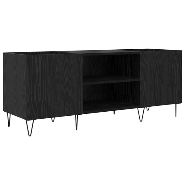 vidaXL Record Cabinet with Shelf with Door Black Oak 121 x 38 x 48 cm