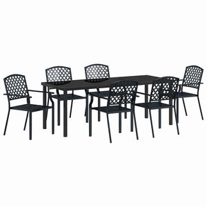 vidaXL Garden Dining Set 7 pcs Anthracite Powder-Coated Steel