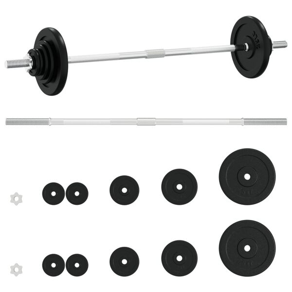 vidaXL Barbell with Plates Set 30 kg Cast Iron