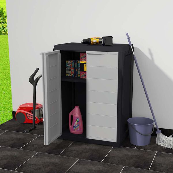 vidaXL Garden Storage Cabinet with 1 Shelf Black and Grey