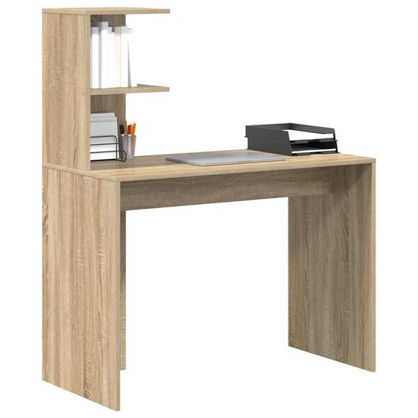 vidaXL Desk with Shelf Sonoma oak 102 x 50 x 124 cm Engineered wood