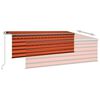vidaXL Manual Retractable Awning with Blind&LED 4.5x3m Orange&Brown