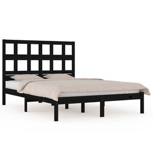 vidaXL Bed Frame without Mattress Black 200x200 cm Solid Wood Pine