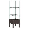 vidaXL Garden Planter with Trellis Brown 40x40x142.5 cm PP