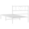 vidaXL Metal Bed Frame without Mattress with Headboard White 75x190cm