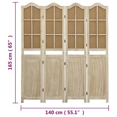 vidaXL 4-Panel Room Divider Brown 140x165 cm Fabric