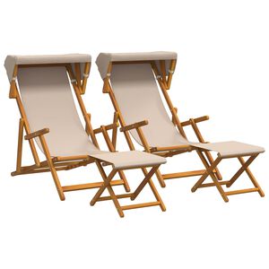 vidaXL Deck Chair 4 pcs 3 Position Solid Eucalyptus Wood Beige