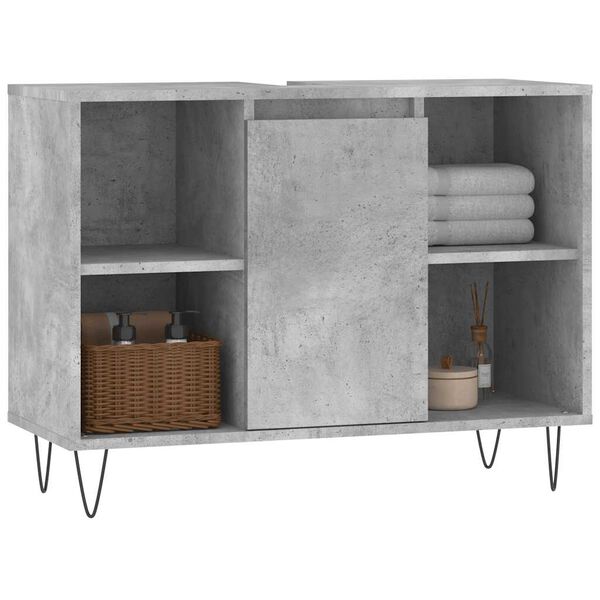 vidaXL Bathroom Cabinet Concrete Grey 80x33x60 cm Engineered Wood