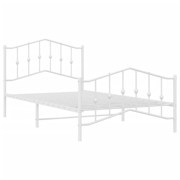 vidaXL Metal Bed Frame without Mattress with Footboard White 107x203cm