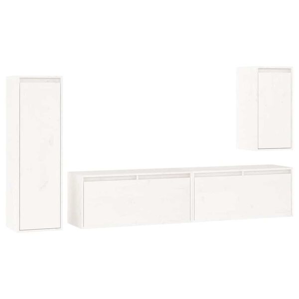 vidaXL TV Cabinets 4 pcs White Solid Wood Pine