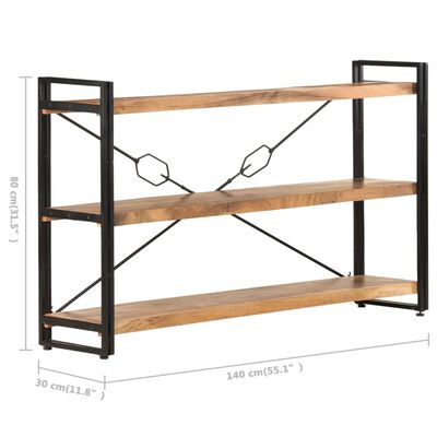 vidaXL 3-Tier Bookcase 140x30x80 cm Solid Acacia Wood