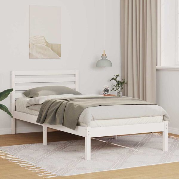 vidaXL Bed Frame with Headboard White 80 x 200 cm Solid Pine Wood