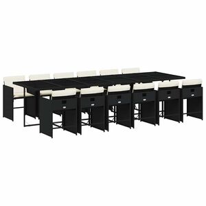 vidaXL Garden Dining Set | Black, Cream White | PE rattan | 12-seater
