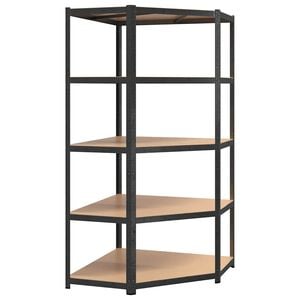 vidaXL 5-Layer Heavy-duty Corner Shelf Grey Steel&Engineered Wood