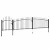 vidaXL Garden Fence Gate with Spear Top 5x1.5 m Black