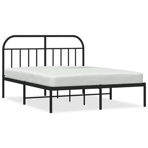 vidaXL Metal Bed Frame without Mattress with Headboard Black 150x200cm