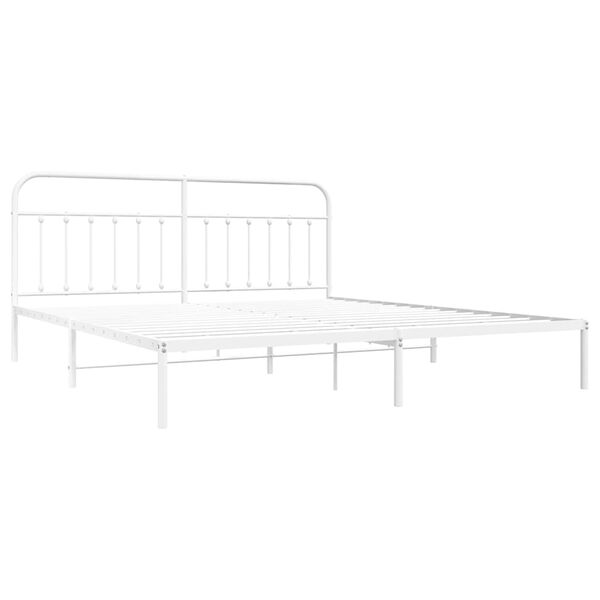 vidaXL Metal Bed Frame without Mattress with Headboard White 200x200cm