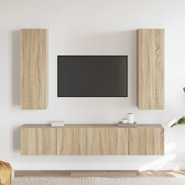 vidaXL 4 Piece TV Cabinet Set Sonoma Oak Engineered Wood