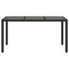 vidaXL Garden Table with Glass Top Black 150x90x75 cm Poly Rattan