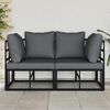vidaXL Outdoor Furniture with Cushion with Pillow Black Aluminium