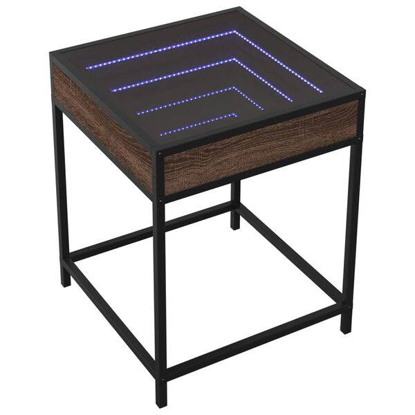 vidaXL Bedside Table with Infinity LED Brown Oak 40x40x51 cm