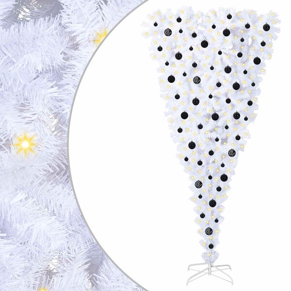 vidaXL Artificial Christmas Tree with Stand White 210 cm PVC and Steel