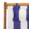 vidaXL Folding Beach Chairs 2 pcs Blue and White Fabric and Solid Wood