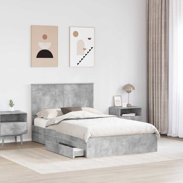 vidaXL Storage Bed Concrete Grey 135 x 190 cm Engineered Wood