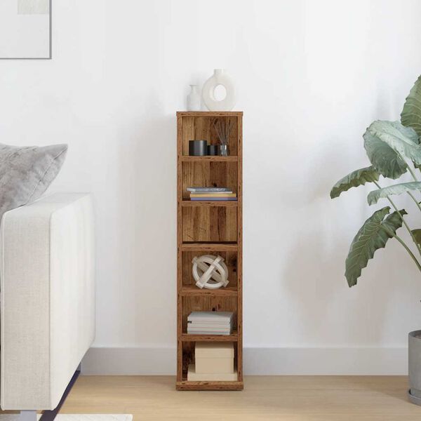 vidaXL CD Cabinet Old Wood 21x20x88 cm Engineered Wood